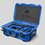 Angled view of Blue Color ARRI Alexa 35 Carry-On Case with Blue Layer Custom Foam Insert