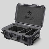 Angled view of Graphite Color ARRI Alexa 35 Carry-On Case with Black Layer Custom Foam Insert