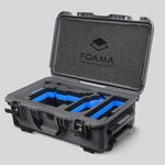 Angled view of Graphite Color ARRI Alexa 35 Carry-On Case with Blue Layer Custom Foam Insert