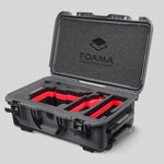 Angled view of Graphite Color ARRI Alexa 35 Carry-On Case with Red Layer Custom Foam Insert