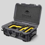 Angled view of Graphite Color ARRI Alexa 35 Carry-On Case with Yellow Layer Custom Foam Insert