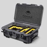 Angled view of Graphite Color ARRI Alexa 35 Carry-On Case with Yellow Layer Custom Foam Insert