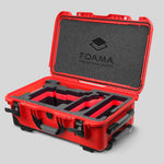 Angled view of Red Color ARRI Alexa 35 Carry-On Case with Red Layer Custom Foam Insert