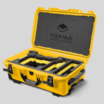 Angled view of Yellow Color ARRI Alexa 35 Carry-On Case with Yellow Layer Custom Foam Insert