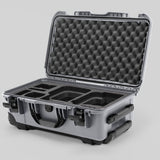 Angle view of Silver Color Canon C400 Camera Carry-on Case and Black Layer Custom Foam Insert