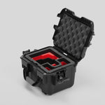 Angled view of DJI Zenmuse H30T Black Color Storage and Carrying Case and Custom Foam Insert with a Red Layer
