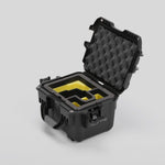 Angled view of DJI Zenmuse H30T Black Color Storage and Carrying Case and Custom Foam Insert with a Yellow Layer