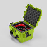 Angled view of DJI Zenmuse H30T Lime Color Storage and Carrying Case and Custom Foam Insert with a Red Layer