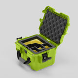 Angled view of DJI Zenmuse H30T Lime Color Storage and Carrying Case and Custom Foam Insert with a Yellow Layer