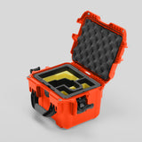 Angled view of DJI Zenmuse H30T Orange Color Storage and Carrying Case and Custom Foam Insert with a Yellow Layer