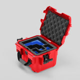 Angled view of DJI Zenmuse H30T Red Color Storage and Carrying Case and Custom Foam Insert with a Blue Layer