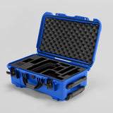 Angled view of Foama Blue Color Travel Case and Custom Foam Insert for RED Monstro