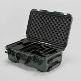 Angled view of Foama Olive Color Travel Case and Custom Foam Insert for RED Monstro