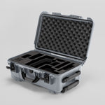 Angled view of Foama Silver Color Travel Case and Custom Foam Insert for RED Monstro