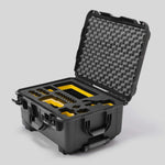 Angled view of Sony FX3 Black Color Studio Case and Custom Foam Insert with a Yellow Layer