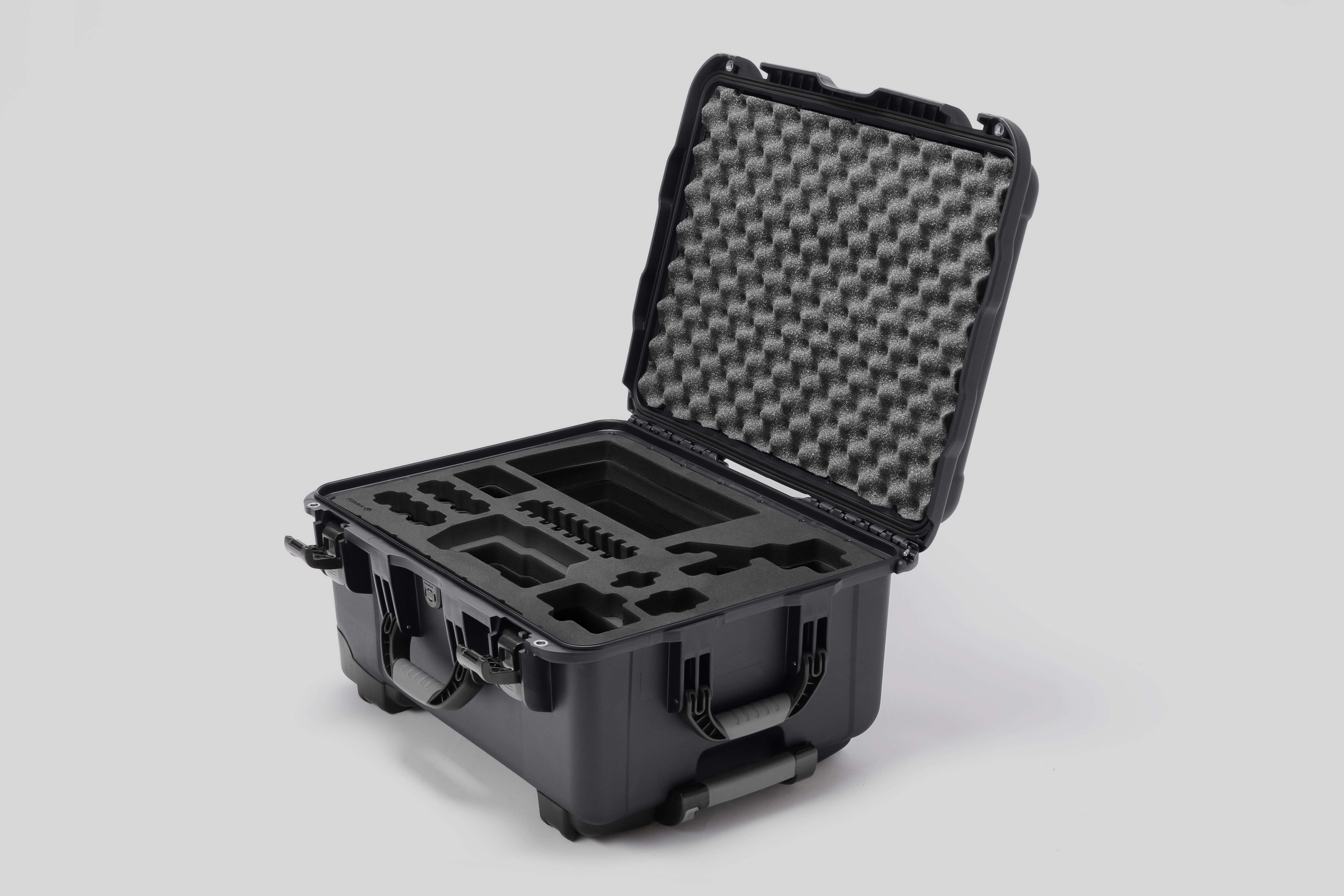 Angled view of Sony FX3 Graphite Color Studio Case and Custom Foam Insert