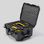 Angled view of Sony FX3 Graphite Color Studio Case and Custom Foam Insert with a Yellow Layer