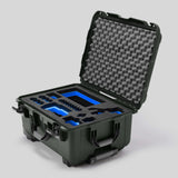 Angled view of Sony FX3 Olive Color Studio Case and Custom Foam Insert with a Blue Layer