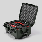 Angled view of Sony FX3 Olive Color Studio Case and Custom Foam Insert with a Red Layer