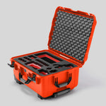Angled view of Sony FX3 Orange Color Studio Case and Custom Foam Insert with a Red Layer