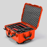 Angled view of Sony FX3 Orange Color Studio Case and Custom Foam Insert with a Red Layer