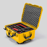 Angled view of Sony FX3 Yellow Color Studio Case and Custom Foam Insert with a Red Layer