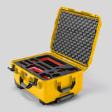 Angled view of Sony FX3 Yellow Color Studio Case and Custom Foam Insert with a Red Layer