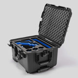 Angled view of Sony FX6 Black Color Studio Case and Custom Foam Insert with a Blue Layer