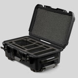 Angle view of Black Color ARRI HI-5 Carry-On Case with Black Layer Custom Foam Insert