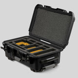 Angle view of Black Color ARRI HI-5 Carry-On Case with Yellow Layer Custom Foam Insert
