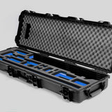 Angled view of Foama Fortified Black Color Hard Case and Custom Foam Insert with Blue Layer for DJI D-RTK 2 Mobile Station
