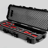 Angled view of Foama Fortified Black Color Hard Case and Custom Foam Insert with Red Layer for DJI D-RTK 2 Mobile Station