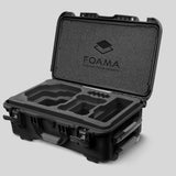 Angled view of Foama Black Color Carry-on case and Custom Foam Insert for RED Komodo-X