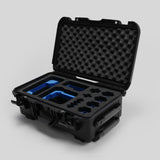 Angled view of Foama Black Color Carry-on case and Custom Foam Insert with Blue Layer for Sony FX-6