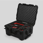 Angled view of Sony FX3 and accessories in Black Color Studio Case and Custom Foam Insert with a red layer