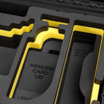 Close view of Black Color ARRI Alexa 35 Carry-On Case with Yellow Layer Custom Foam Insert