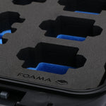Close-up view 2 of Foama Black Color Carry-on case and Custom Foam Insert with Blue Layer for Sony FX-6