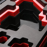 Close-up view 2 of Sony FX6 Black Color Studio Case and Custom Foam Insert with a Red Layer