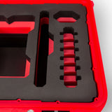 Close view of Red Color RED X Raptor Carry-On Case with Red Layer Custom Foam Insert